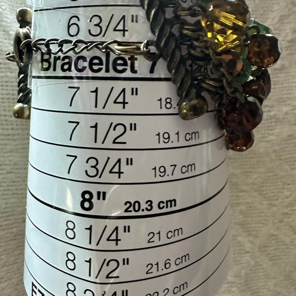 Bracelet Bronze tone Chunky Multicolor beads 8 Strand Retro Y2K Boho 6.5-7 0775 - Picture 5 of 14